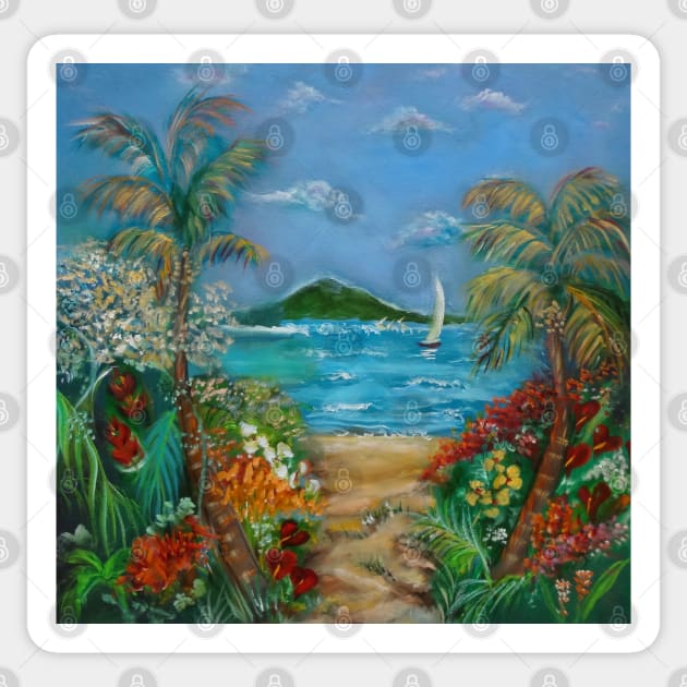 Tropical Sandy Beach Sticker by jennyleeandjim